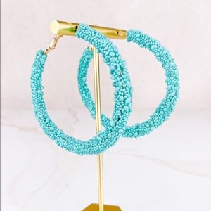 COPY - Statement earrings turquoise hoops